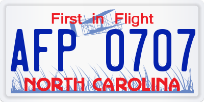 NC license plate AFP0707