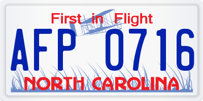 NC license plate AFP0716