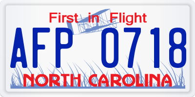 NC license plate AFP0718