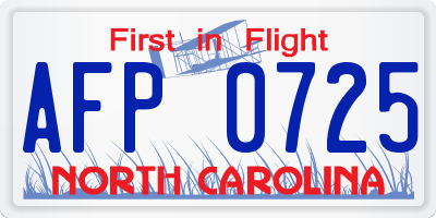 NC license plate AFP0725