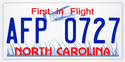 NC license plate AFP0727