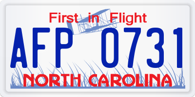 NC license plate AFP0731