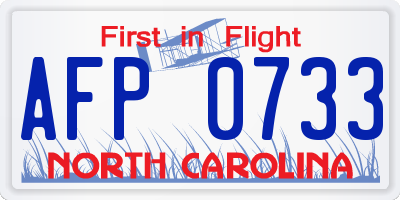 NC license plate AFP0733