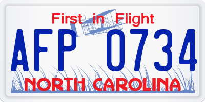 NC license plate AFP0734