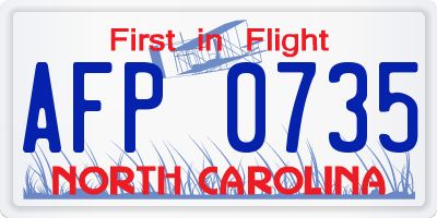 NC license plate AFP0735