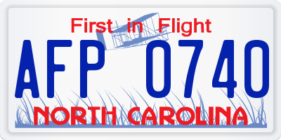 NC license plate AFP0740