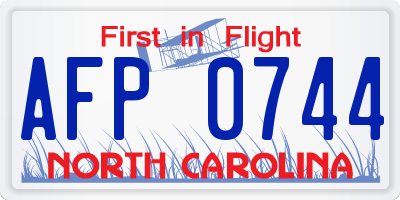 NC license plate AFP0744