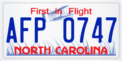NC license plate AFP0747