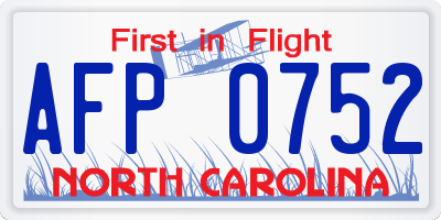 NC license plate AFP0752