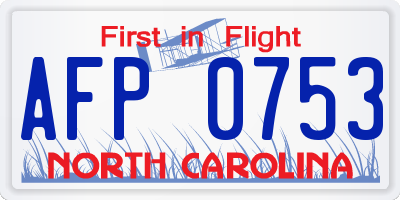 NC license plate AFP0753