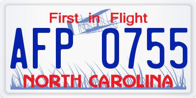 NC license plate AFP0755