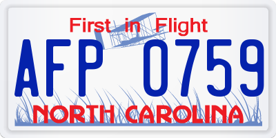 NC license plate AFP0759