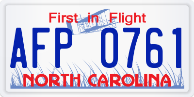 NC license plate AFP0761