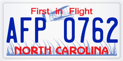 NC license plate AFP0762