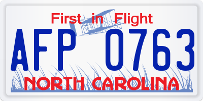 NC license plate AFP0763