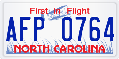 NC license plate AFP0764