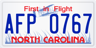 NC license plate AFP0767