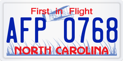 NC license plate AFP0768