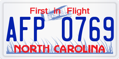 NC license plate AFP0769