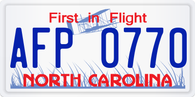 NC license plate AFP0770