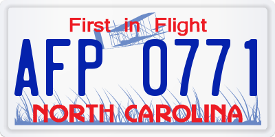 NC license plate AFP0771