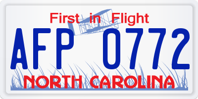 NC license plate AFP0772
