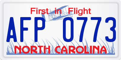 NC license plate AFP0773