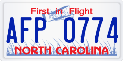 NC license plate AFP0774