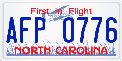NC license plate AFP0776
