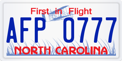 NC license plate AFP0777