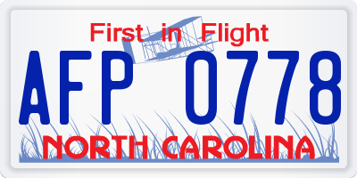 NC license plate AFP0778