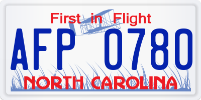 NC license plate AFP0780