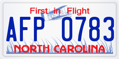 NC license plate AFP0783