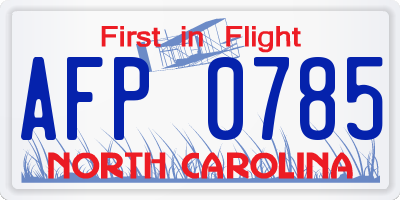NC license plate AFP0785