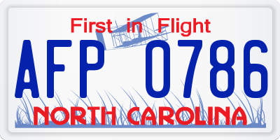 NC license plate AFP0786