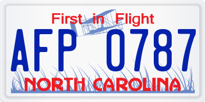 NC license plate AFP0787