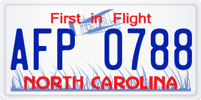 NC license plate AFP0788