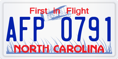 NC license plate AFP0791