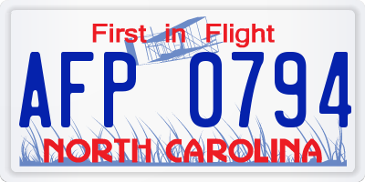 NC license plate AFP0794
