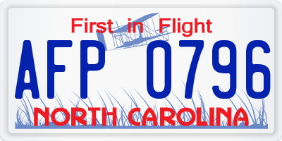 NC license plate AFP0796