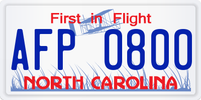 NC license plate AFP0800