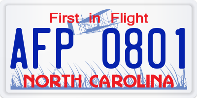 NC license plate AFP0801