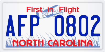 NC license plate AFP0802
