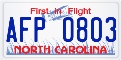 NC license plate AFP0803