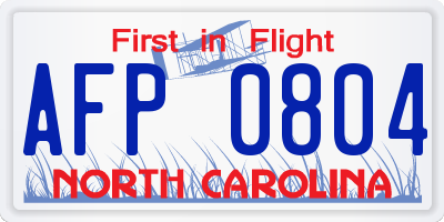 NC license plate AFP0804