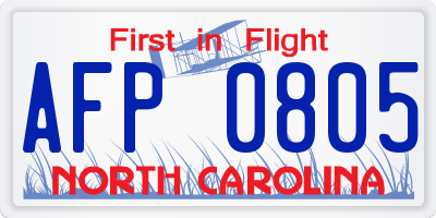 NC license plate AFP0805