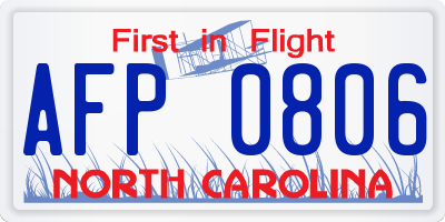 NC license plate AFP0806
