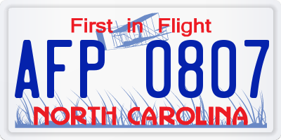 NC license plate AFP0807