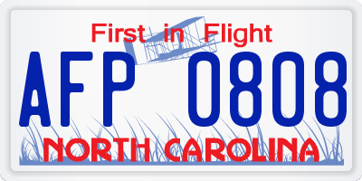NC license plate AFP0808