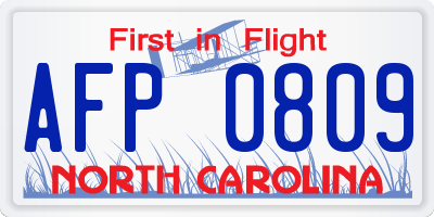 NC license plate AFP0809